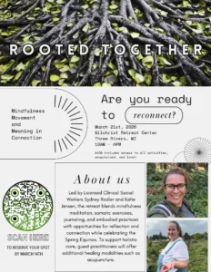 promotional poster for Rooted Together retreat